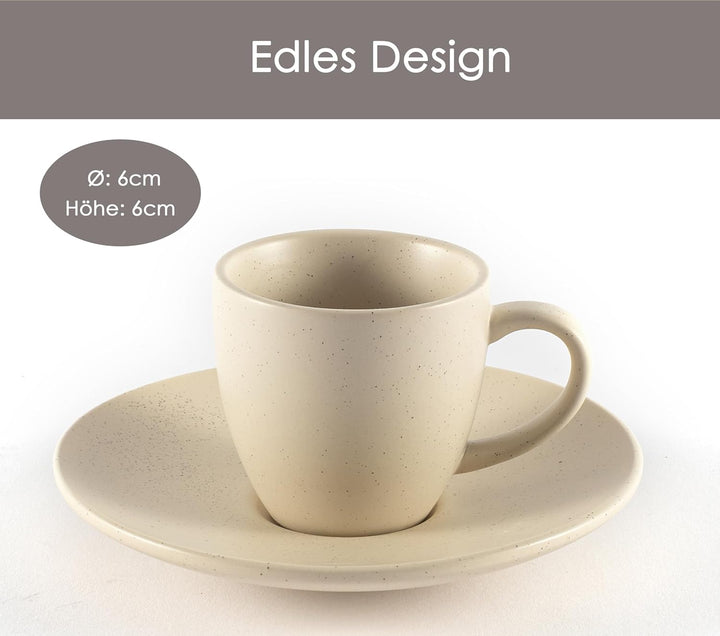 Espressotassen Set aus Steingut – Hochwertiges 4er Set, handgefertigt & dickwandig, Steingut Espress