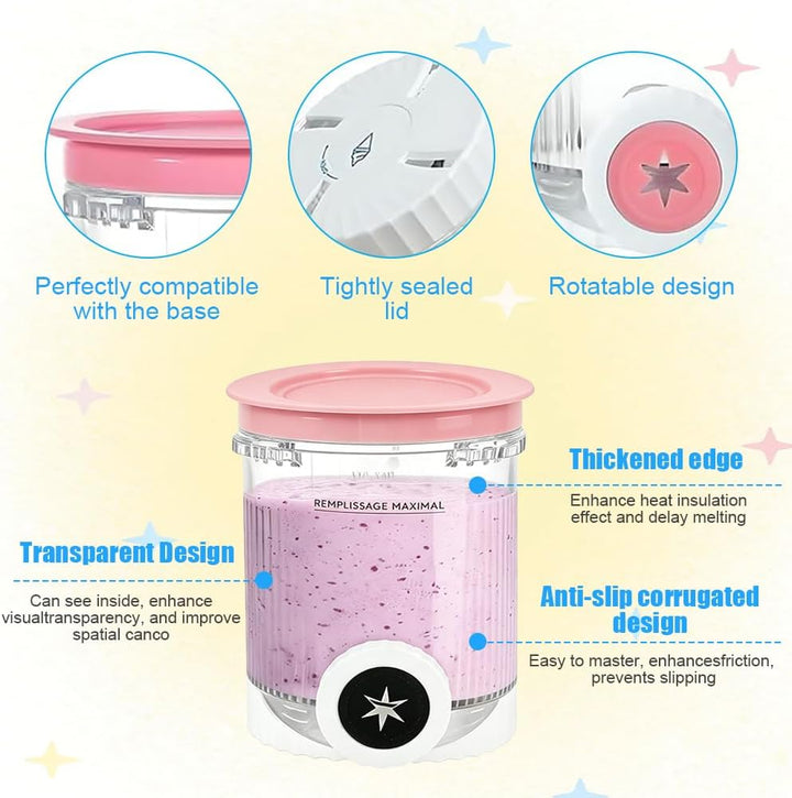 4 Stück Creami Behälter für Ninja Creami Swirl, 500ML Ersatzbecher für Ninja Swirl Creami NC700 &amp; NC