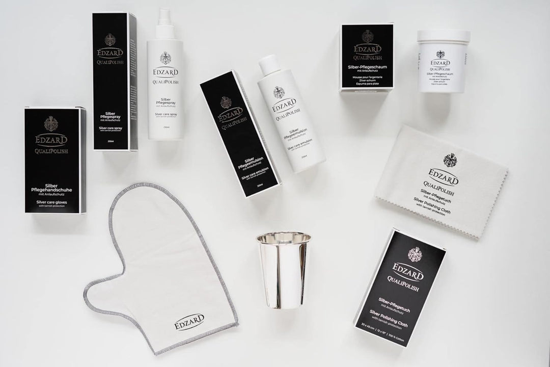 EDZARD QualiPolish® Silber Pflege Emulsion (250 ml) Reiniger für Schmuck, Münzen &amp; Besteck aus Messi