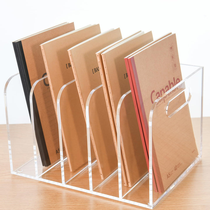 Acryl Stehsammler B5, Zeitschriftenhalter aus Acryl, Aktenmagazinhalter mit 5 Fächer, Schreibtisch-O