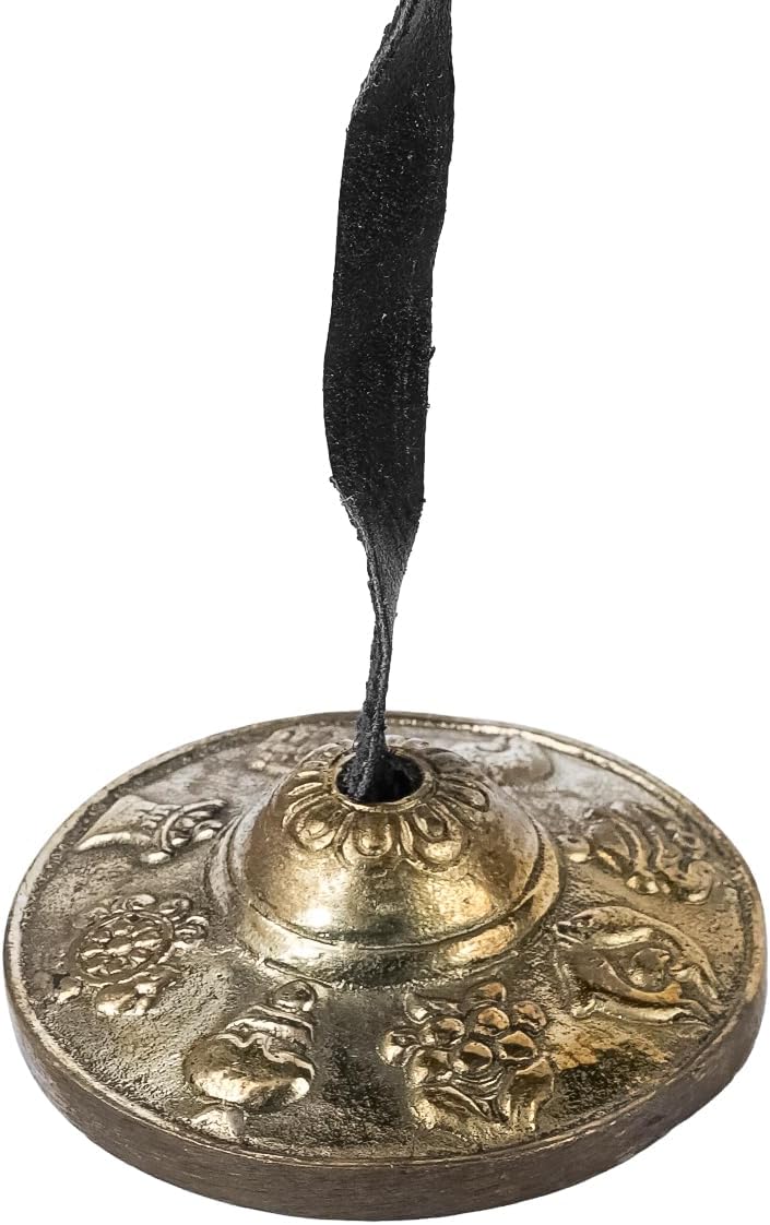 Sarini Tibetische Dingxia-Glocke mit Tasche, 6,5 cm, handgefertigt, Yoga-Glocke, Meditationsglocke,
