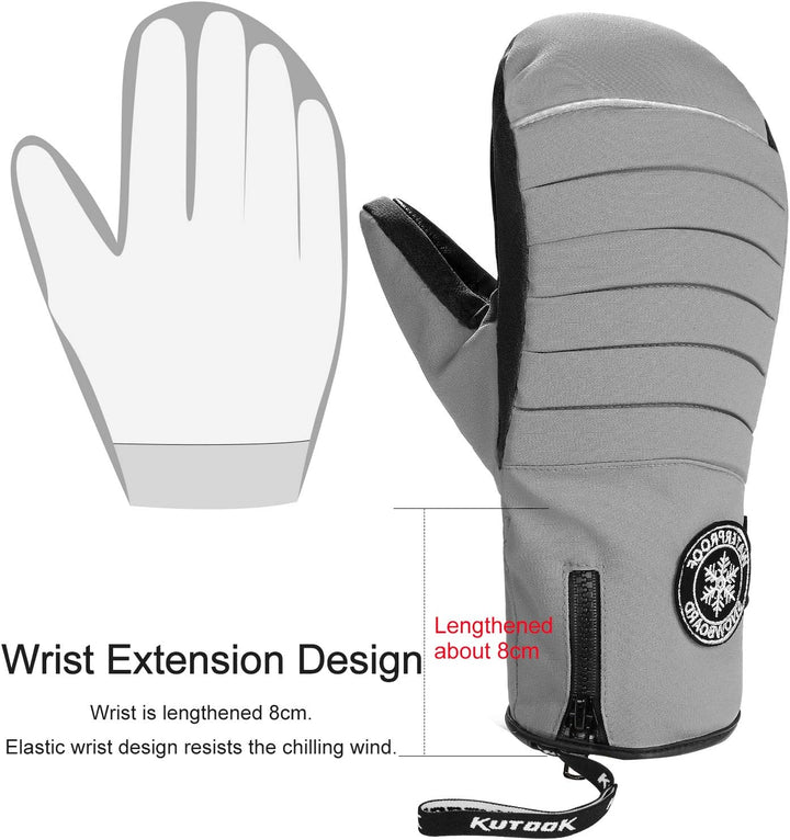 KUTOOK Skihandschuhe Ziegenleder Fäustlinge Wasserdicht Warm Winter Snowboard Handschuhe Winddicht W
