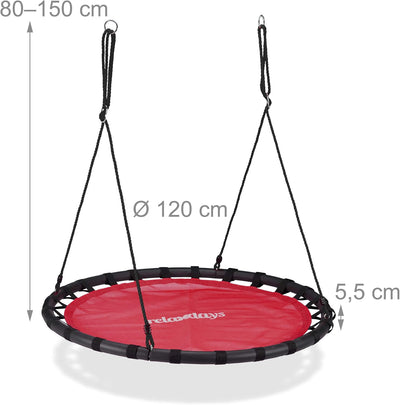Relaxdays Nestschaukel, runde Hängeschaukel, für Kinder & Erwachsene, verstellbar, draussen, Ø: 120