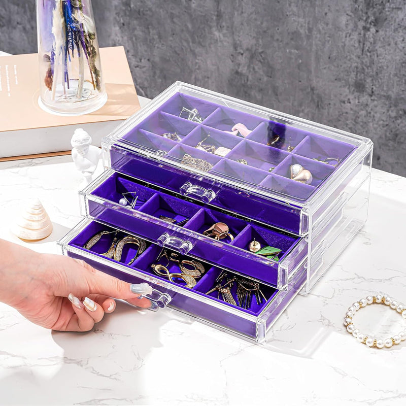 ProCase Acryl Schmuck Organizer Schmuckschatulle für Damen Durchsichtige Schmuckaufbewahrung Schmuck
