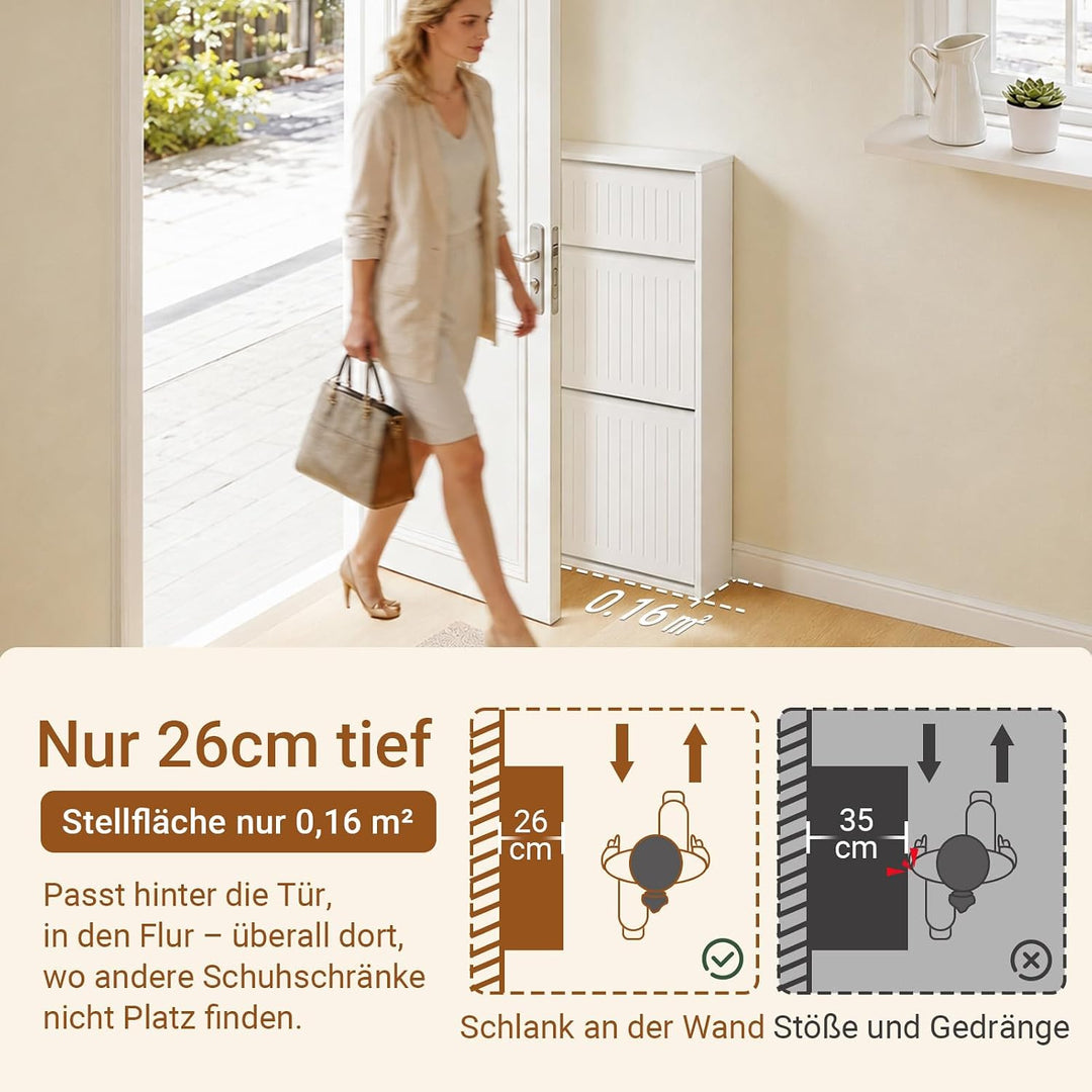 SoBuy Schuhkipper mit 2 Klappen Schuhablage Schuhschrank schmal Schuhregal mit 4 Ablageflächen Schuh