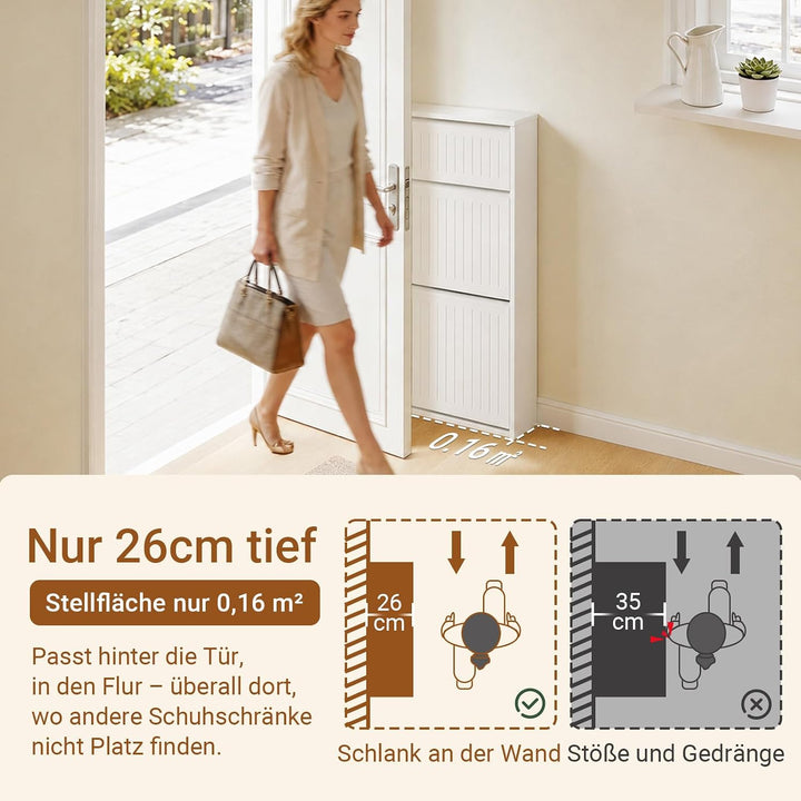 SoBuy Schuhkipper mit 2 Klappen Schuhablage Schuhschrank schmal Schuhregal mit 4 Ablageflächen Schuh