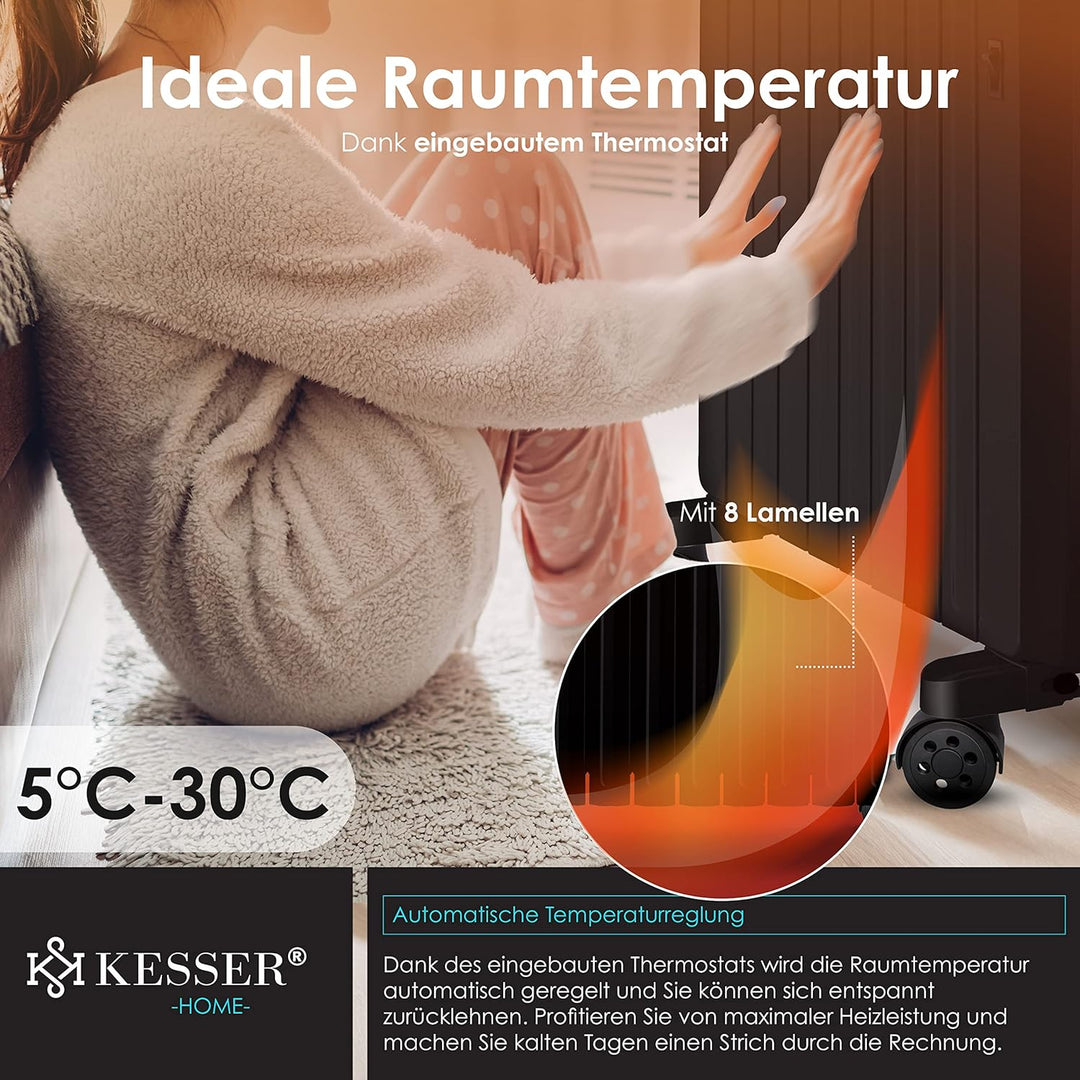 KESSER® 2000W Ölradiator mit WiFi App & Fernbedienung digitalem Display- elektrischer energiesparend