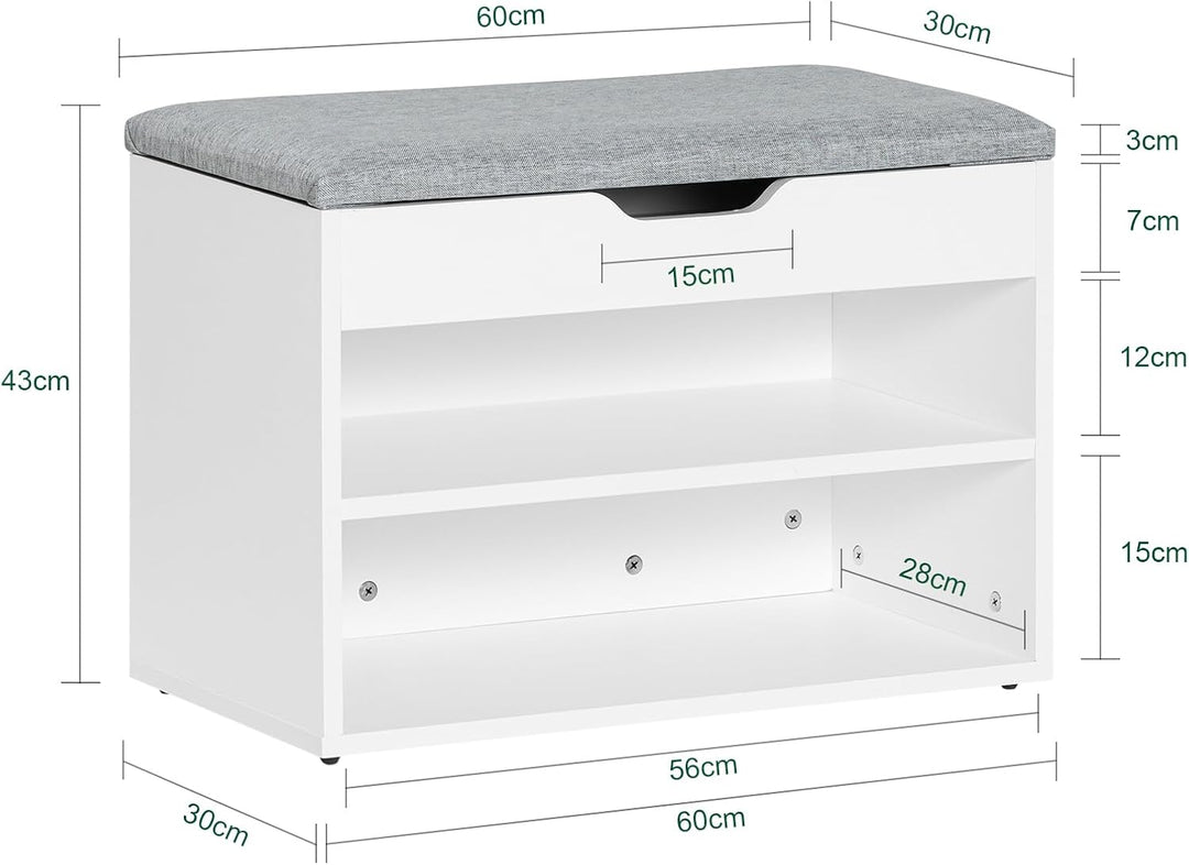 SoBuy FSR25-HG Schuhbank mit Sitzfläche Sitzbank Schuhregal Schuhschrank, Schuhtruhe Hellgrau BHT ca