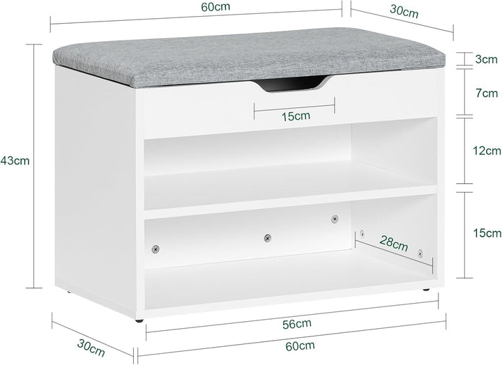 SoBuy FSR25-HG Schuhbank mit Sitzfläche Sitzbank Schuhregal Schuhschrank, Schuhtruhe Hellgrau BHT ca