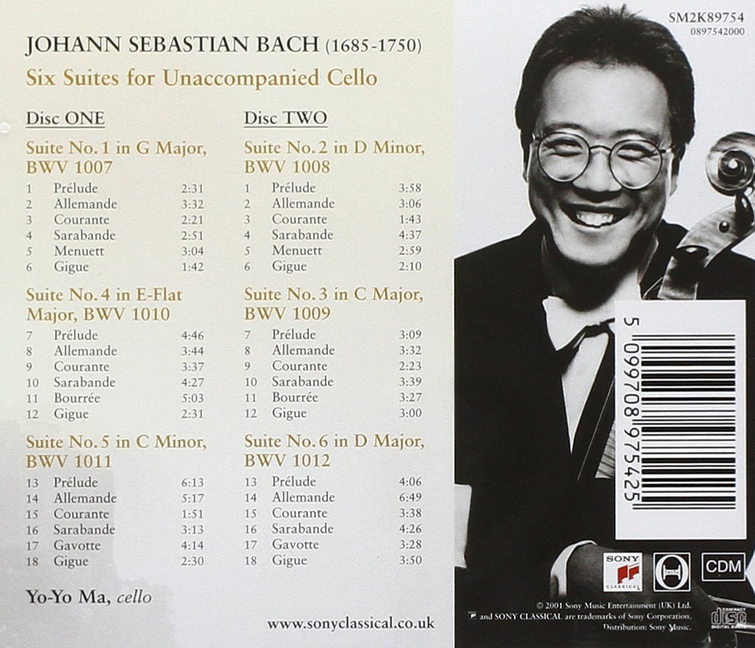 Bach: Unaccompanied Cello Suites, Audio-CD