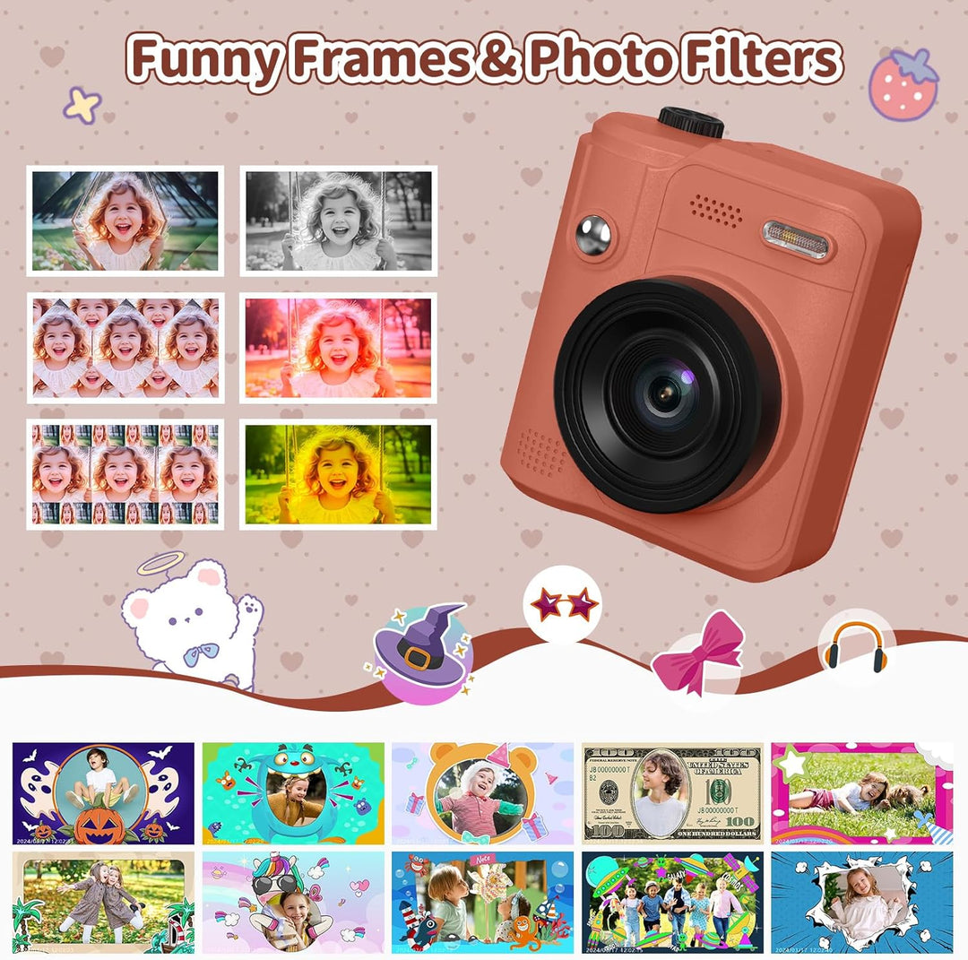 Gofunly Sofortbildkamera Kinder, 1080P HD Kinderkamera Sofortbildkamera mit 32GB Karte & DruckerPapi