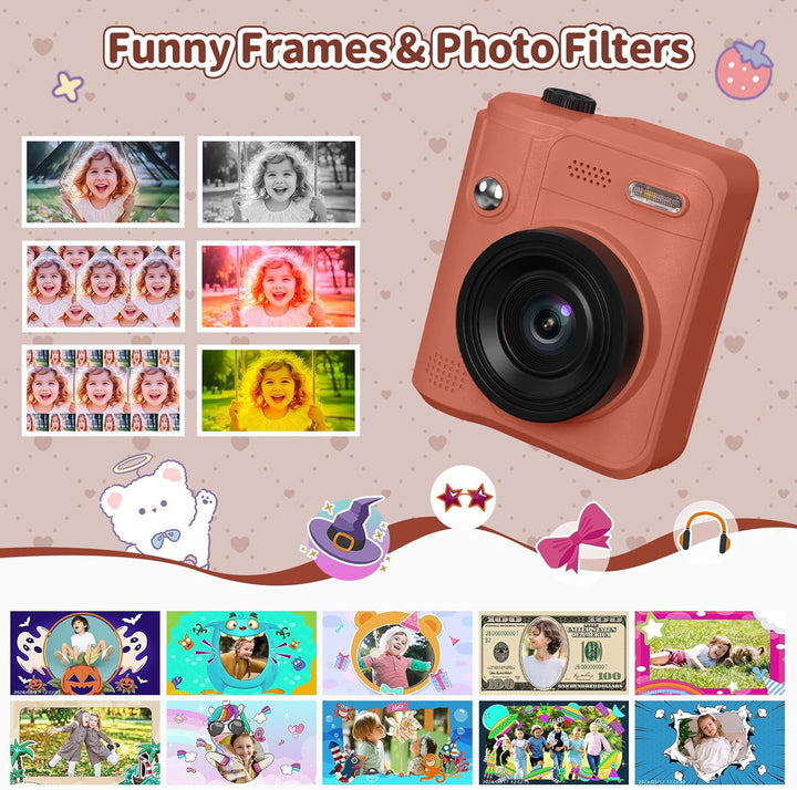 Gofunly Sofortbildkamera Kinder, 1080P HD Kinderkamera Sofortbildkamera mit 32GB Karte & DruckerPapi