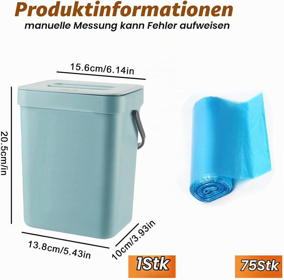 Biomülleimer Küche 3L mit Deckel: Komposteimer Küche Nachhaltig &amp; Geruchsdicht zum Hängen oder Stell