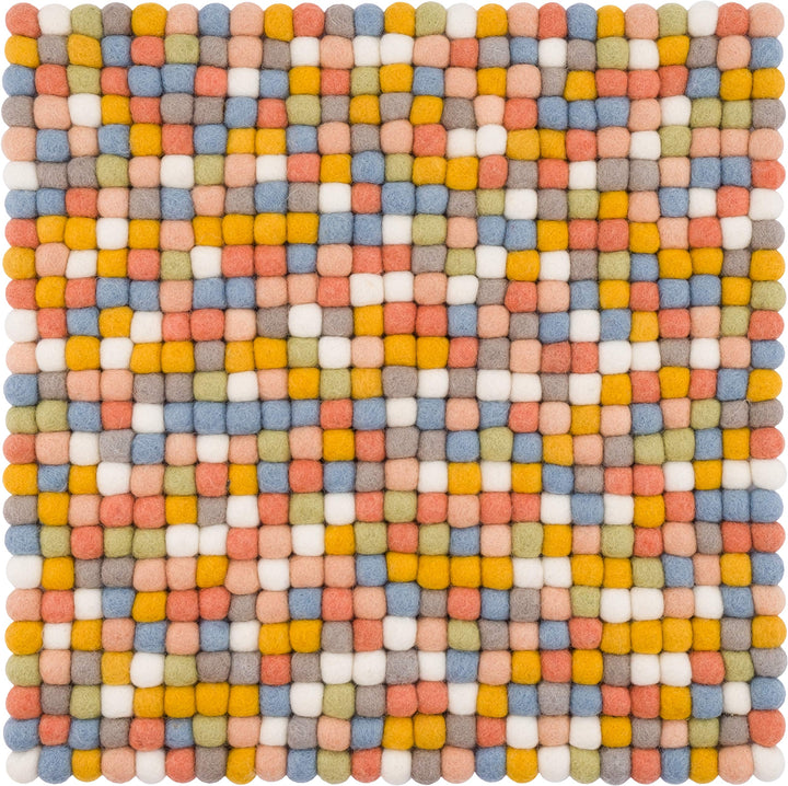 myfelt Filzkugel-Sitzauflage Stuhlauflage - Liese - quadratisch, 36x36 cm, Matt bunt