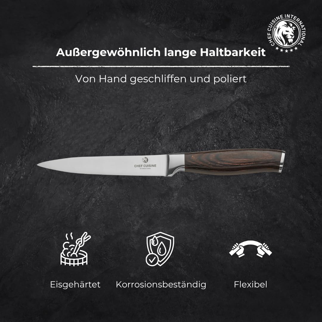 CHEF CUISINE Allzweckmesser, Rostfreier Klingenstahl, Geschmiedet, Handgeschliffen &amp; poliert, Fugenl