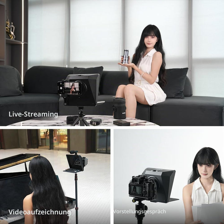 Ambitful T1 Pro Teleprompter für Handy mit Desktop-Stativ, schnell einzurichten, tragbares Telepromp