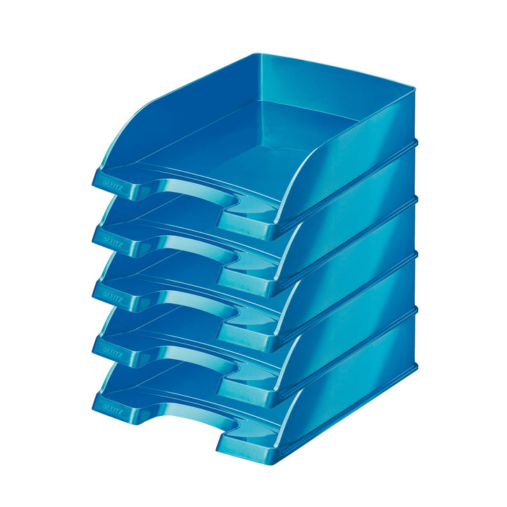 Leitz Briefkorb, A4, 5er Pack, Blau, WOW-Serie, 52263036 Blau 5 Stück, Blau 5 Stück