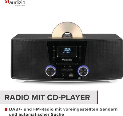 Audizio Cannes Stereo DAB Radio mit CD Player, Bluetooth Stereoanlage Kompaktanlage mit Fernbedienun