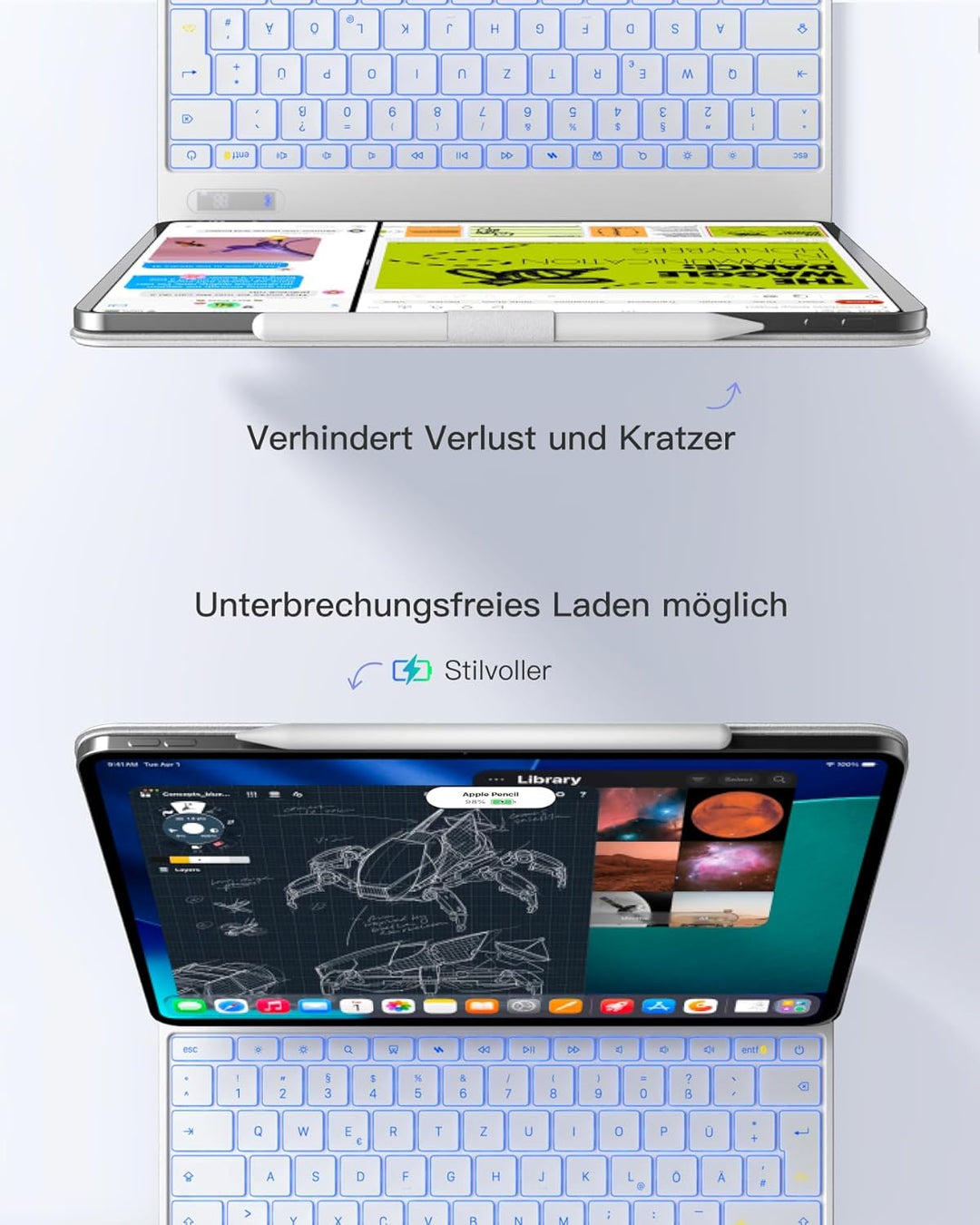 Inateck NeoMagic Magnetische Tastatur Hülle für 11 Generation 2025 A16 11 Zoll,iPad 10 Generation 10