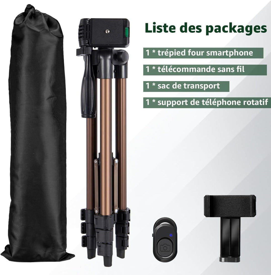 Handy Stativ, Lusweimi 140 cm Leicht Stativ, Aus Aluminium iPhone Halterung Stativ mit Handyhalterun