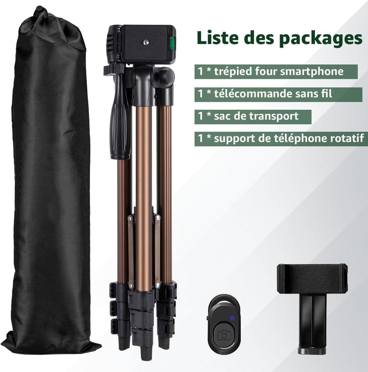 Handy Stativ, Lusweimi 140 cm Leicht Stativ, Aus Aluminium iPhone Halterung Stativ mit Handyhalterun