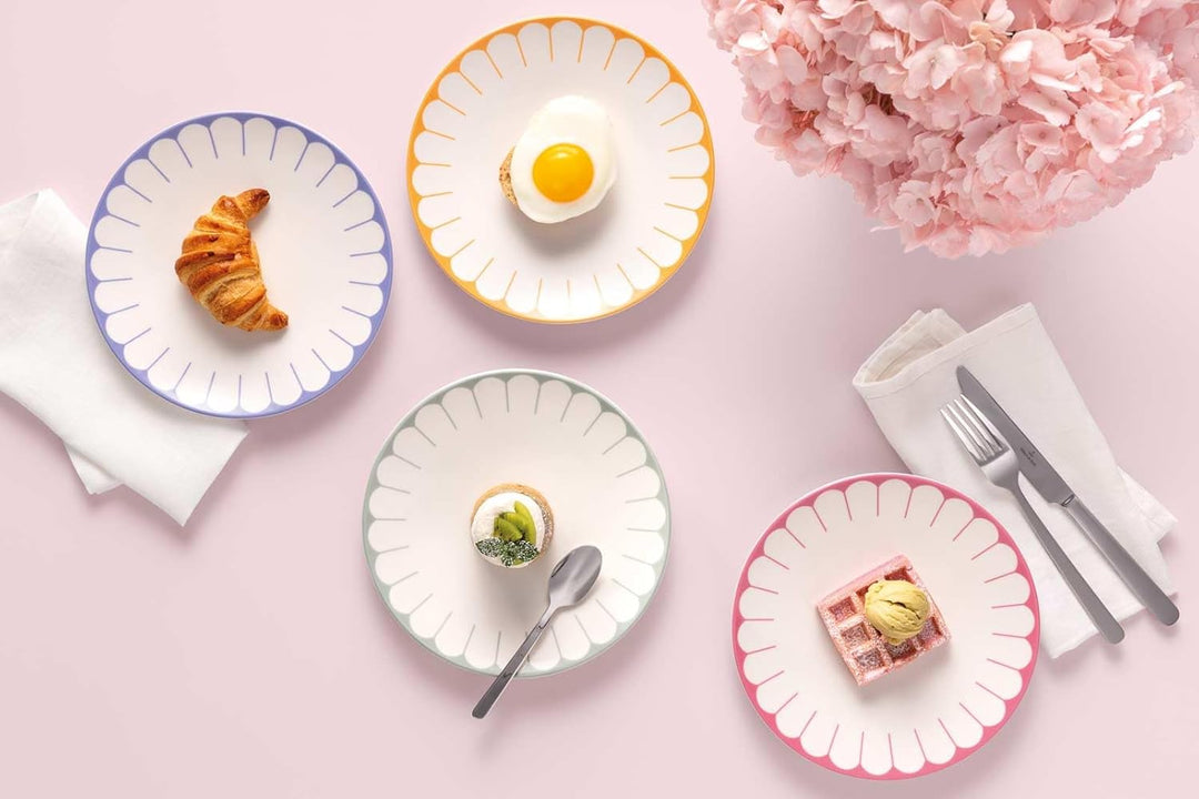 Villeroy & Boch - Fleur Couleur Frühstücksteller-Set 4-teilig, Dessertteller, Kleine Teller für Früh