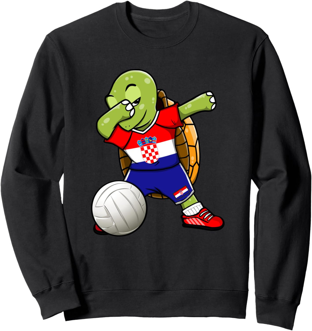 Dabbing Turtle Croatia Volleyball Fans Trikot Kroatien Flagge Sweatshirt