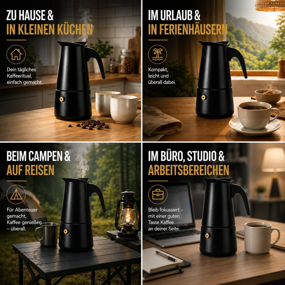 ROYAL SWISS® Premium Espressokocher - 9 Tassen – Espressokocher Induktion | Italienischer Kaffeekoch