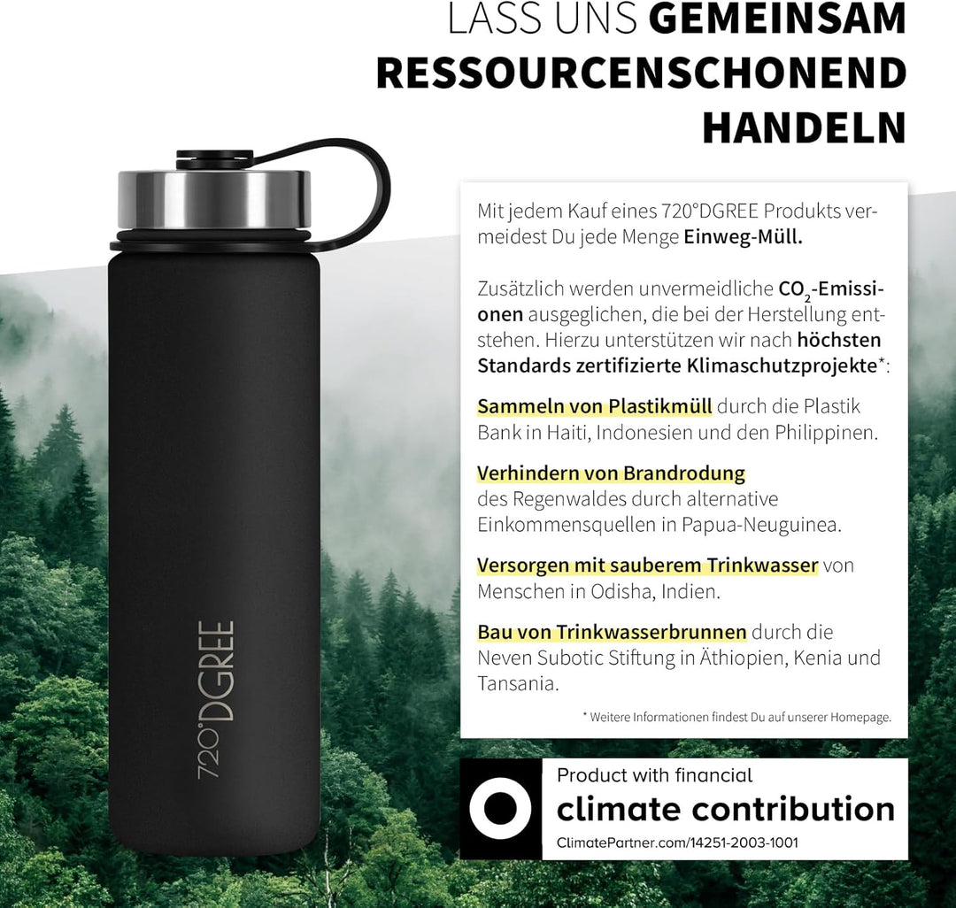 720°DGREE Edelstahl Trinkflasche “noLimit” - Auslaufsicher, Kohlensäure geeignet, BPA-Frei - Thermos