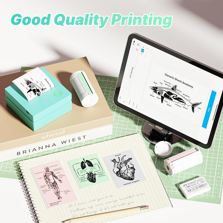 Sticker Drucker, PM290 Mini Drucker für Smartphone, Bluetooth Thermodrucker Mini mit 3 Rollen Papier