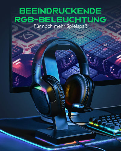 Black Shark Gaming Headset für PC, PS4, PS5, Xbox, Switch, Gaming Kopfhörer mit Ultraklarem Biegsame