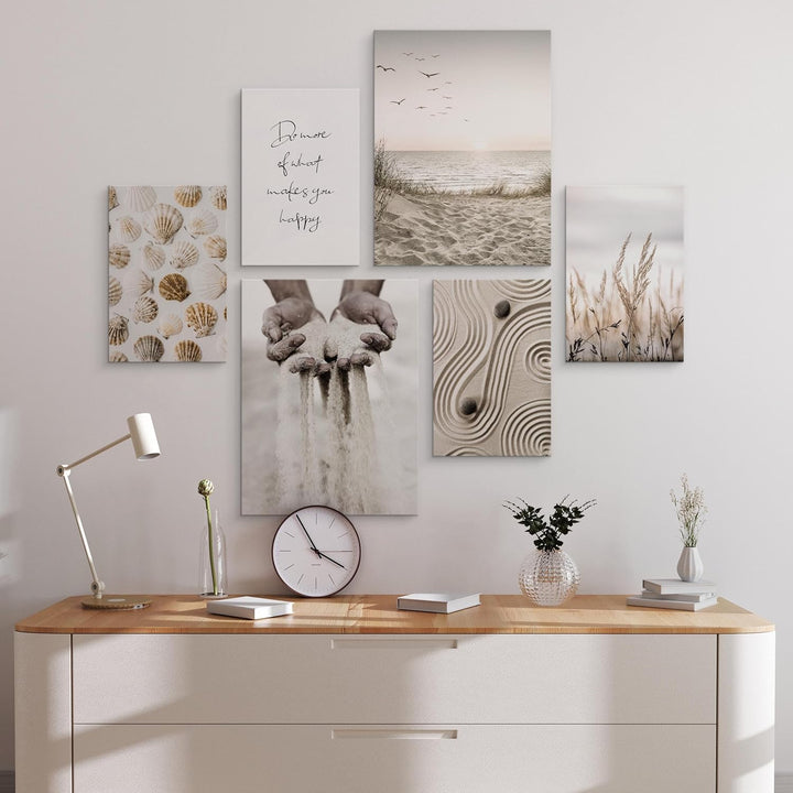 Muralo - Wandbilder Set - Leinwand Bilder Aufhängefertig in Boho Stil - das Leinwandbilder - Bilder