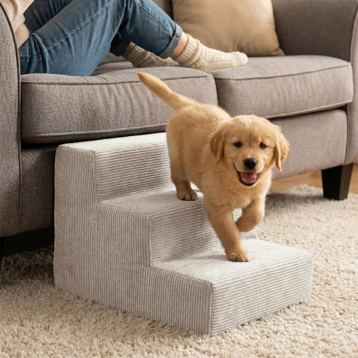 murando Hundetreppe für kleine Hunde mit 3 Stufen – Haustiertreppe, 30 cm hoch, für Bett und Sofa –