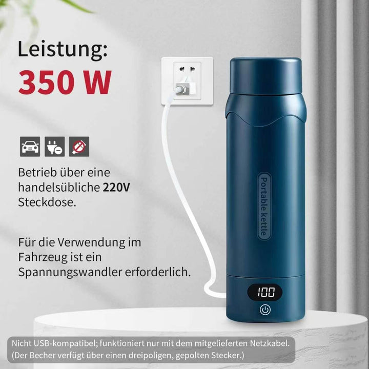Elektrischer Reisewasserkocher mit 4 Temperaturstufen, 450ml Mini Wasserkocher aus 304 Edelstahl &amp; V