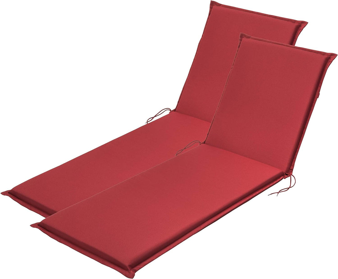 Traumnacht Komfort 2er Set Liegenauflagen Outdoor rot mit abnehmbarem Bezug, 190 x 58 x 6 cm, Öko-Te