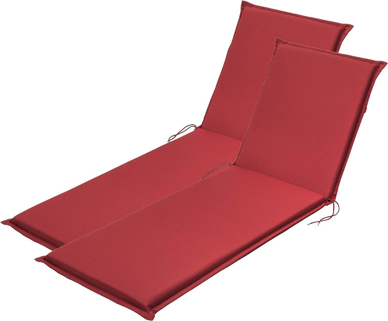 Traumnacht Komfort 2er Set Liegenauflagen Outdoor rot mit abnehmbarem Bezug, 190 x 58 x 6 cm, Öko-Te