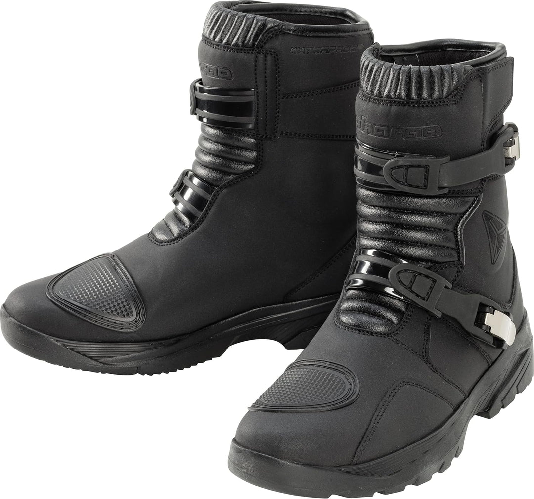 Pharao Robson WP Damen Motorradstiefel Kurz - Atmungsaktiv - Wasserabweisend 39 EU Schwarz, 39 EU Sc