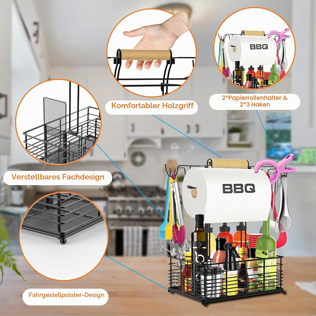 Grill Caddy, BBQ Caddy for Outdoor Grill, Picnic &amp; Camping Accessories, Outdoor Kitchen Accessories