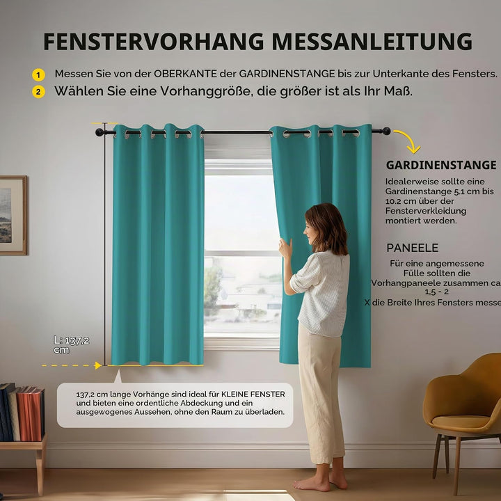 Deconovo Vorhang Verdunkelung Kälteschutz Gardinen Wohnzimmer Gardinen Blickdicht, 138x117cm(HöhexBr