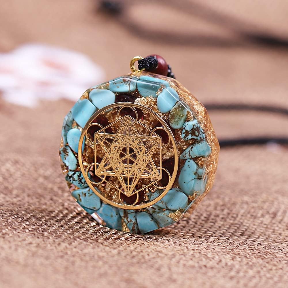 DYFUHO Orgone Metatron Cube Merkaba Anhänger Halskette, Om Crystals Stones Orgonit Anhänger, Orgonit