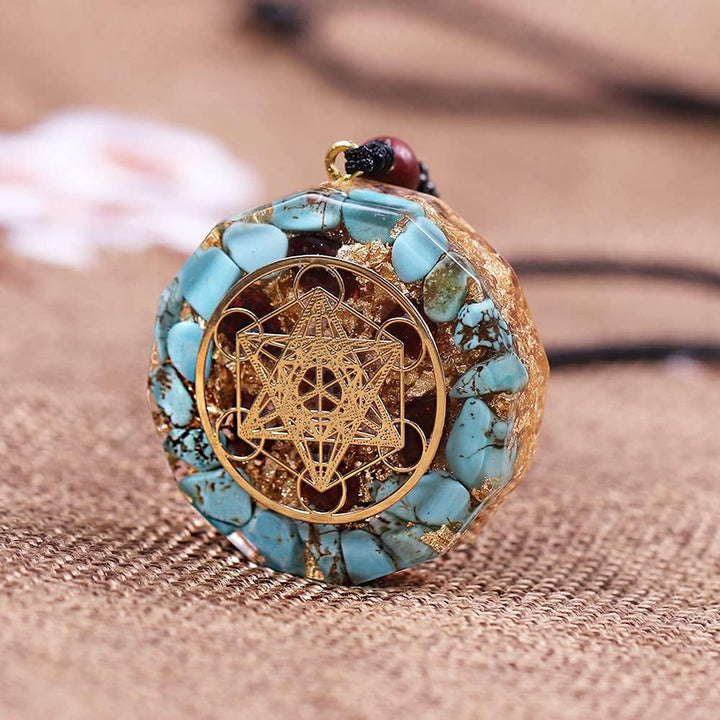 DYFUHO Orgone Metatron Cube Merkaba Anhänger Halskette, Om Crystals Stones Orgonit Anhänger, Orgonit