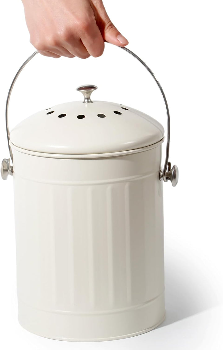 GREELUE Biomülleimer Küche 5,5L mit Deckel & Sieb – Geruchsdicht, Spülmaschinenfest – Bioabfallbehäl