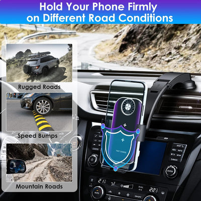 Qoosea 15W Fast Wireless Charger Auto Handyhalterung Mit Ladefunktion, Induktion Doppelspule Kabello