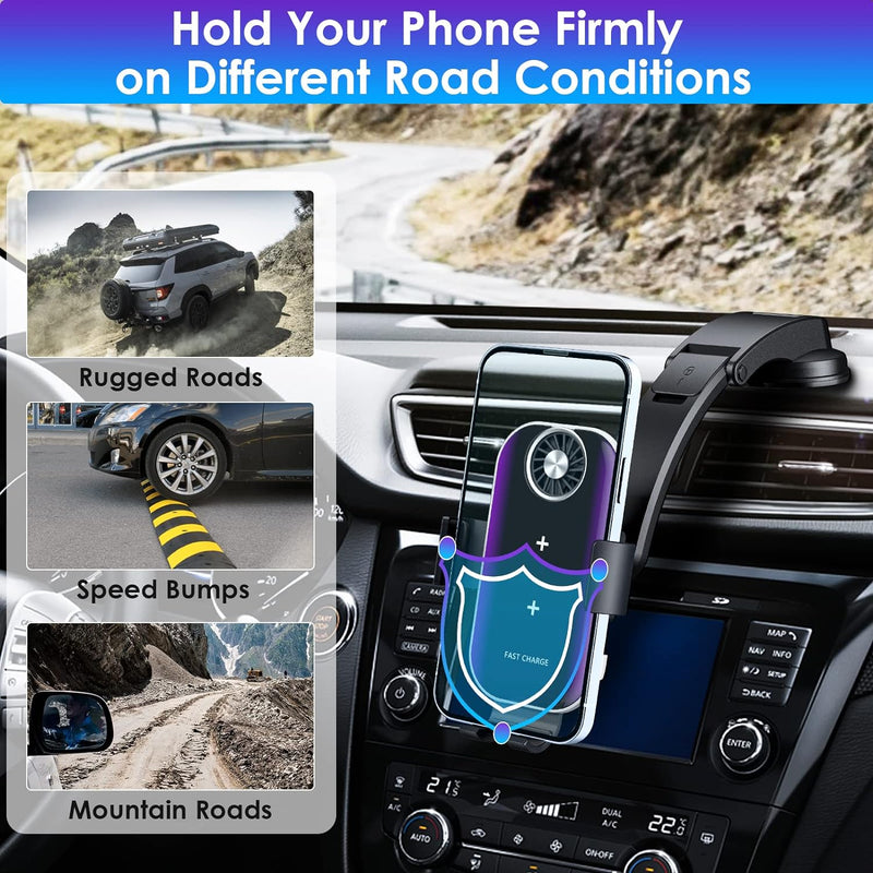 Qoosea 15W Fast Wireless Charger Auto Handyhalterung Mit Ladefunktion, Induktion Doppelspule Kabello