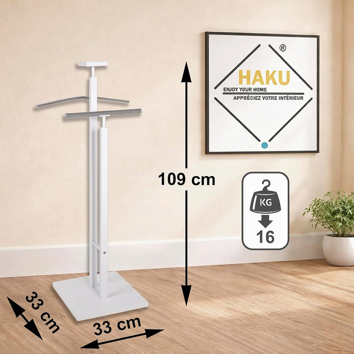 HAKU Möbel Herrendiener Chrom, weiss, MDF, Metall - Masse: B 33 cm x H 109 cm x T 33 cm, Style: Mode