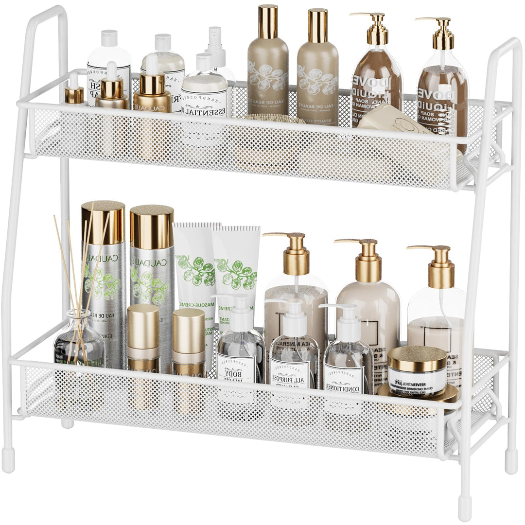 EKNITEY Badezimmer Organizer Aufbewahrung – 2 Tier Küchen Gewürzregal Bathroom Organizer for Vanity