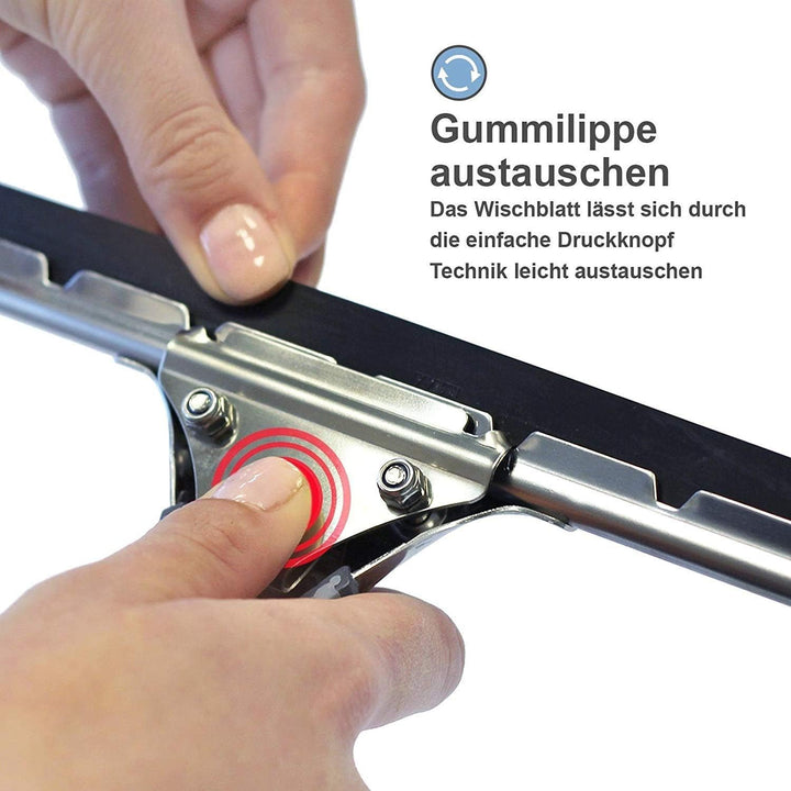 LEWI Fensterwischer & Fensterabzieher Set 15cm – Profi Einwischer mit Mikrofaserbezug & Abzieher mit