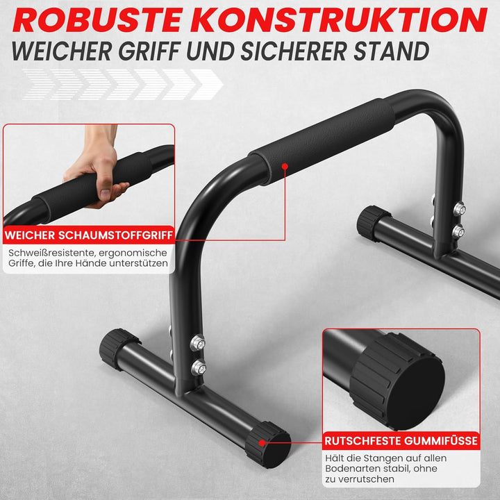 FUNFLEX Handstand Barren, Parallettes Liegestützgriffe aus Stahl – Rutschfeste Push-Up Bars, Dips &