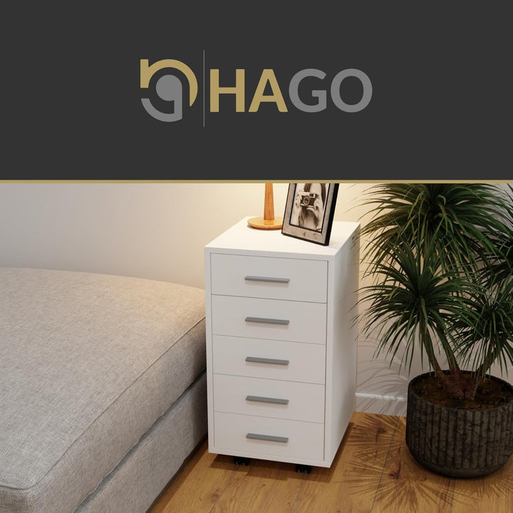 HAGO24 | Rollcontainer | Bürocontainer | Büroschrank | Aktenschrank | Rollschrank | 5 Schubladen | A