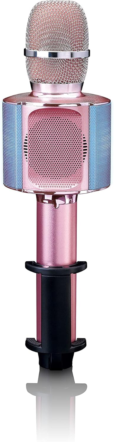 Lenco BMC-090 - Karaoke Mikrofon - Bluetooth V4.2 - Mit Smartphone-Halterung - 5 Watt RMS - LED Lich